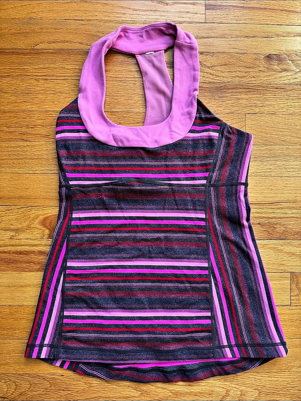 Lululemon Workout Tank Striped Pink & Black Size M